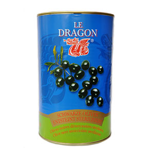 Olives noires dénoyautées LE DRAGON (2000gr)